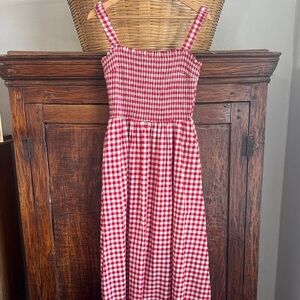Find Me Now smocked cotton dress, farm, western, Red Gingham Dress, picnic, boho